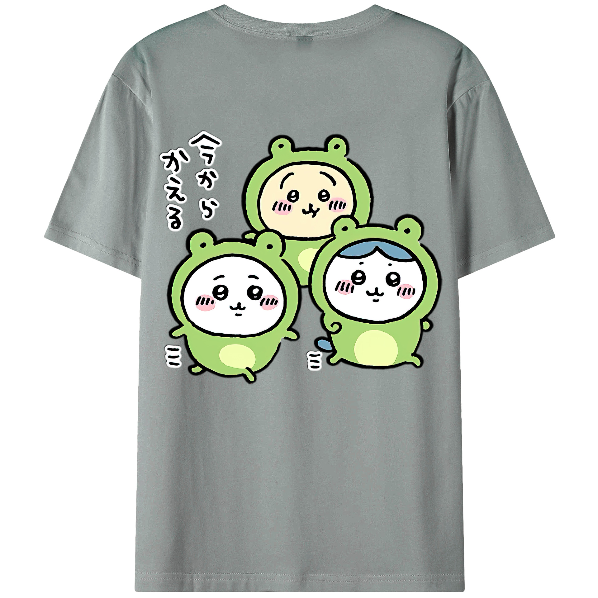 （画像用） ちいかわ ハチワレ Chii-kawa hachiware 綿100％ メンズ半袖Tシャツ（バックプリント） 通気性